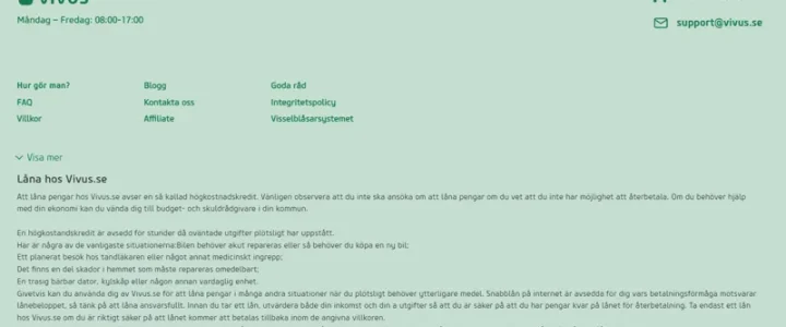 Vivus villkor och kostnader 2026 Vivus lånforum